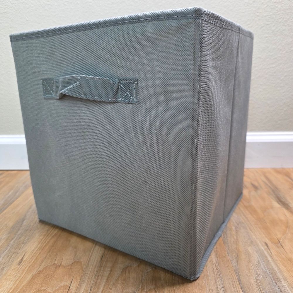 🔸️Gray Canvas Dual Handle Collapsible Storage Bin Set of 4 - Picture 8 of 12